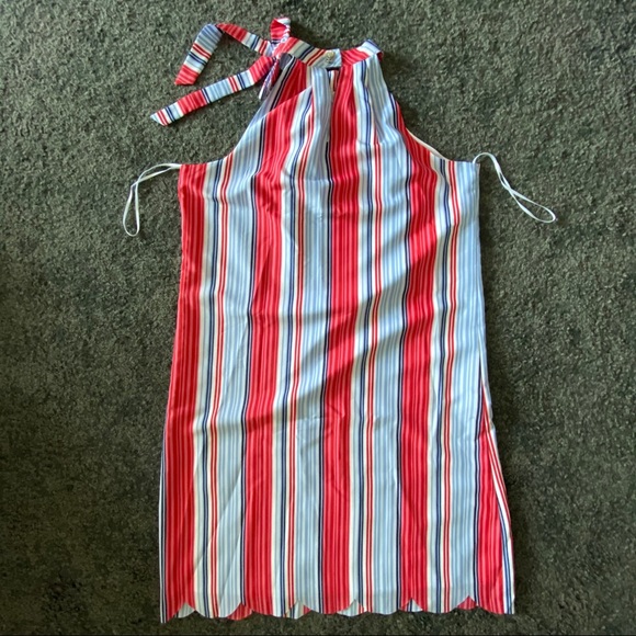 Maison Jules Striped Halter Tie Neck Shift Dress - Picture 5 of 6